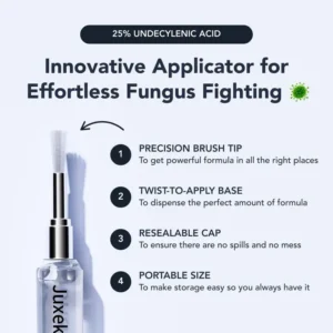 Juxek Toenail Fungus Pen - UNDECYLENIC ACID 25% - Daily Solution for Brittle & Thickened Nails