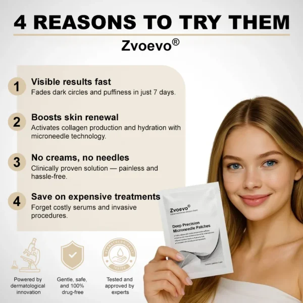 ✅Official Store: Zvoevo® Deep Precision Age-Defying Nano Microneedle Patches - Deep-acting solution for tackling under-eye bags, dark circles, laughter lines, forehead lines, and all those other pesky facial wrinkles.