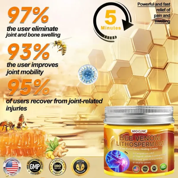Myo Clinic BEE VENOM LITHOSPERMUM Pain-Relief Bone Healing Cream