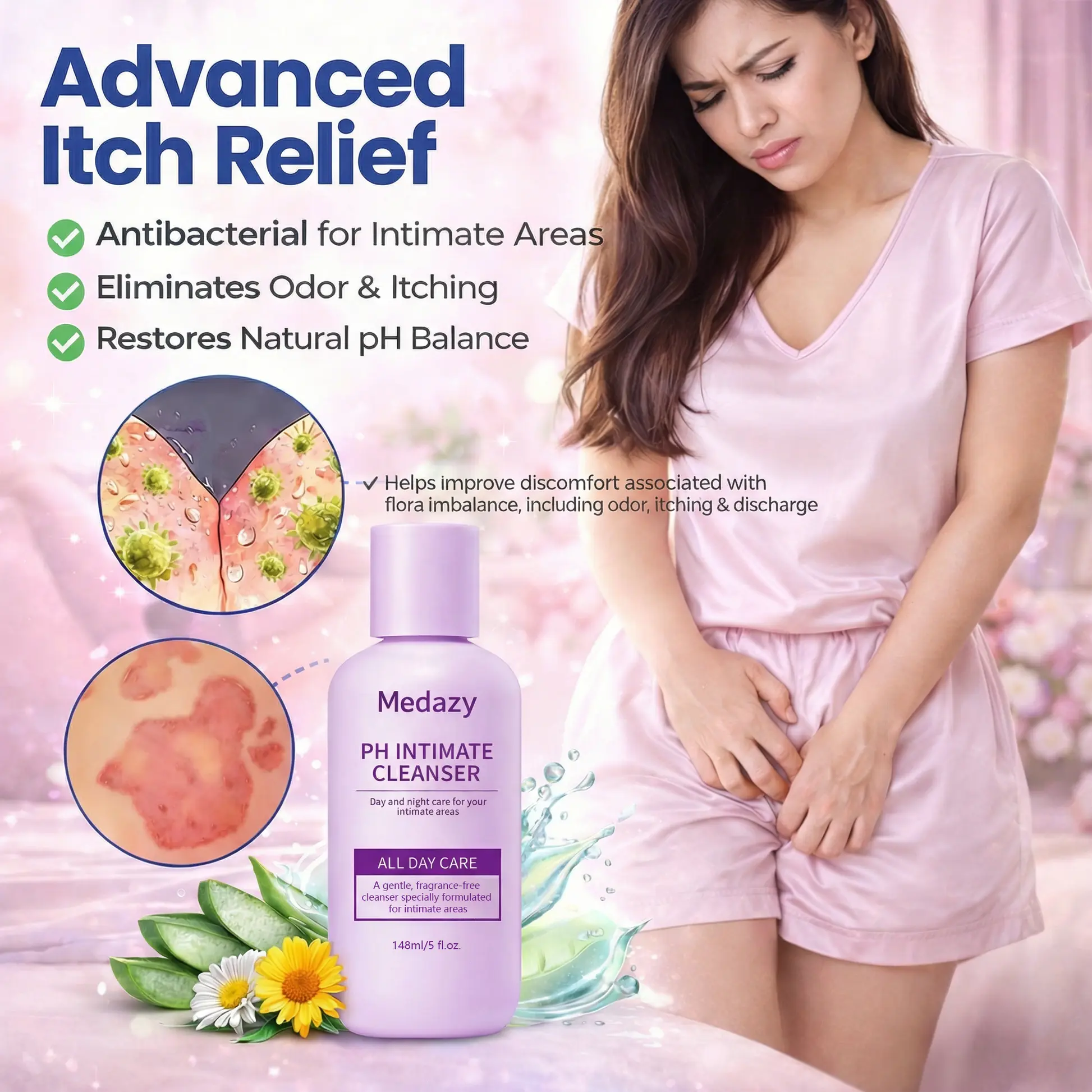 🛡️Medazy PH Intimate Cleanser – Say Goodbye to Odor & Itching 🚫 – Restore pH Balance ⚖️ & Fight Inflammation 🦠