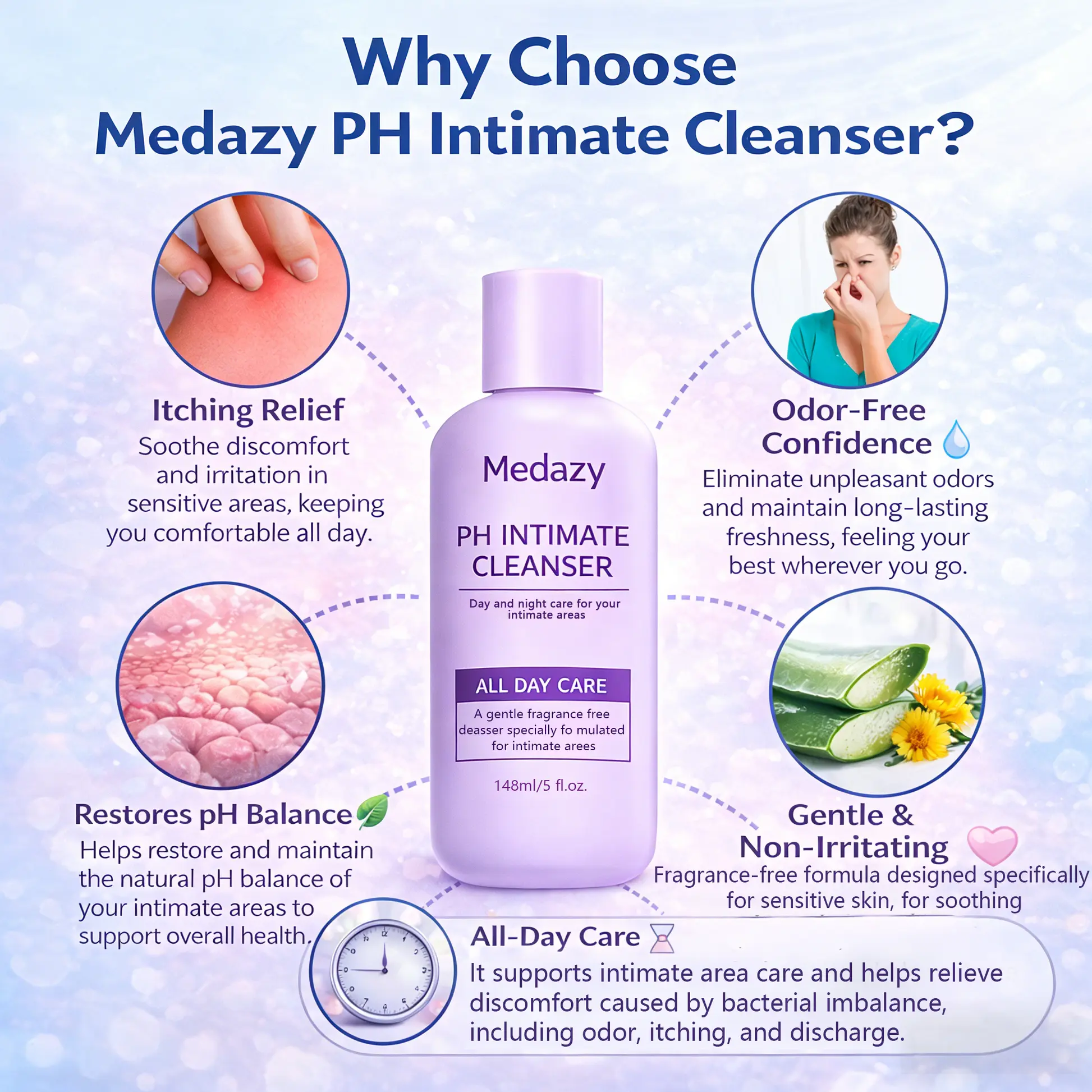 🛡️Medazy PH Intimate Cleanser – Say Goodbye to Odor & Itching 🚫 – Restore pH Balance ⚖️ & Fight Inflammation 🦠