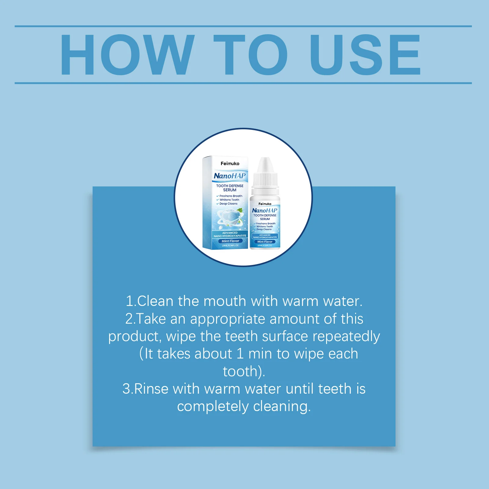 Feimuko Tooth Defense Serum with Nano Hydroxyapatite for Teeth Whitening and Deep Cleaning