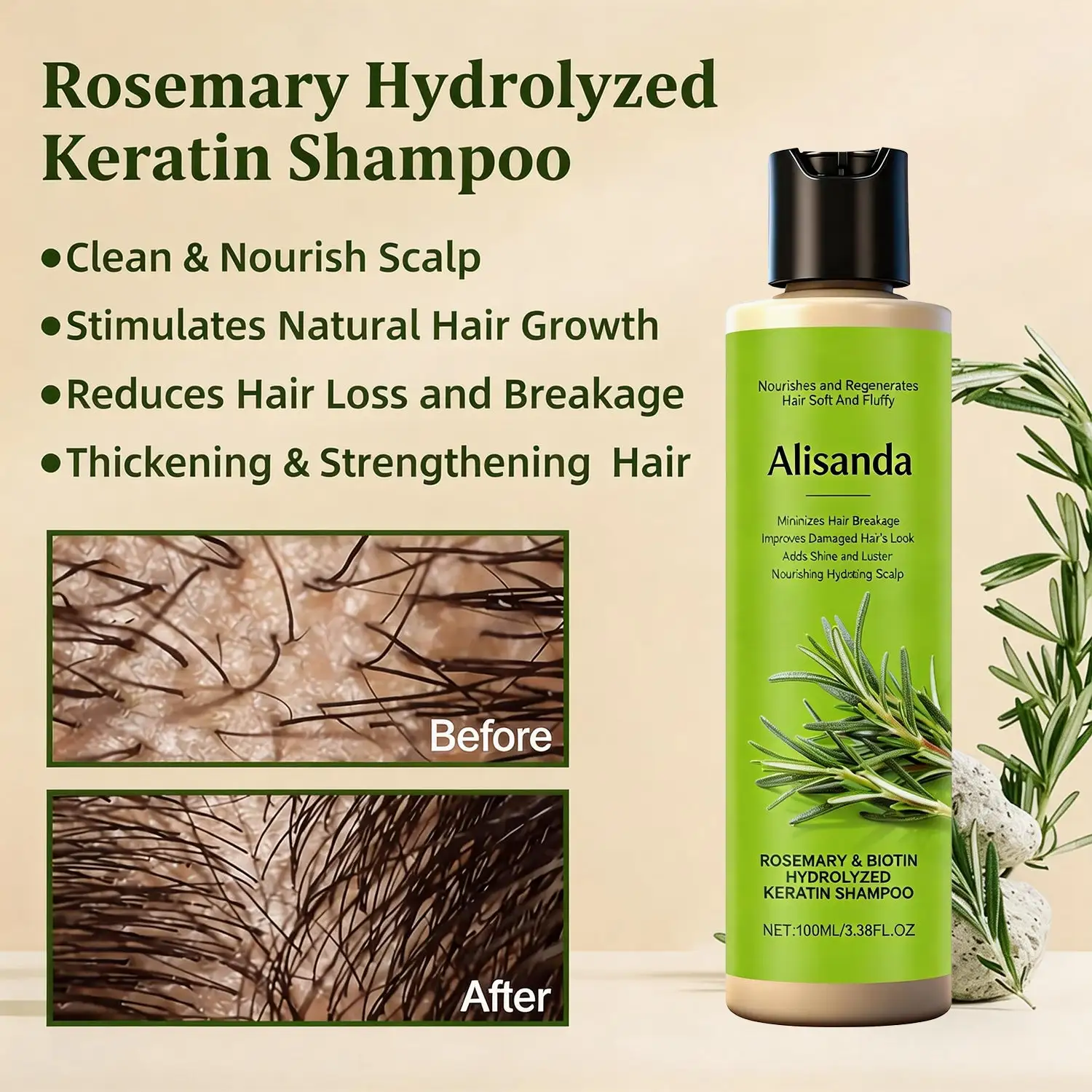 Alisanda® Organic Rosemary Hair Growth Shampoo