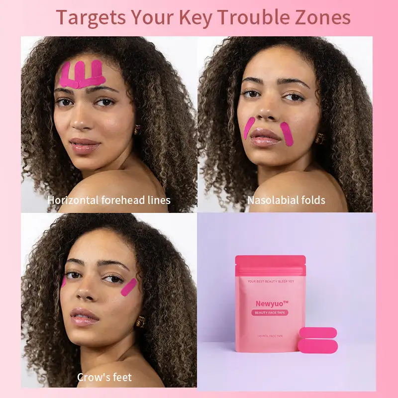 Newyuo™ Anti-Wrinkle Face Tape for Frown Lines, Crow’s Feet & Smile Lines, 110 Pre-Cut Strips